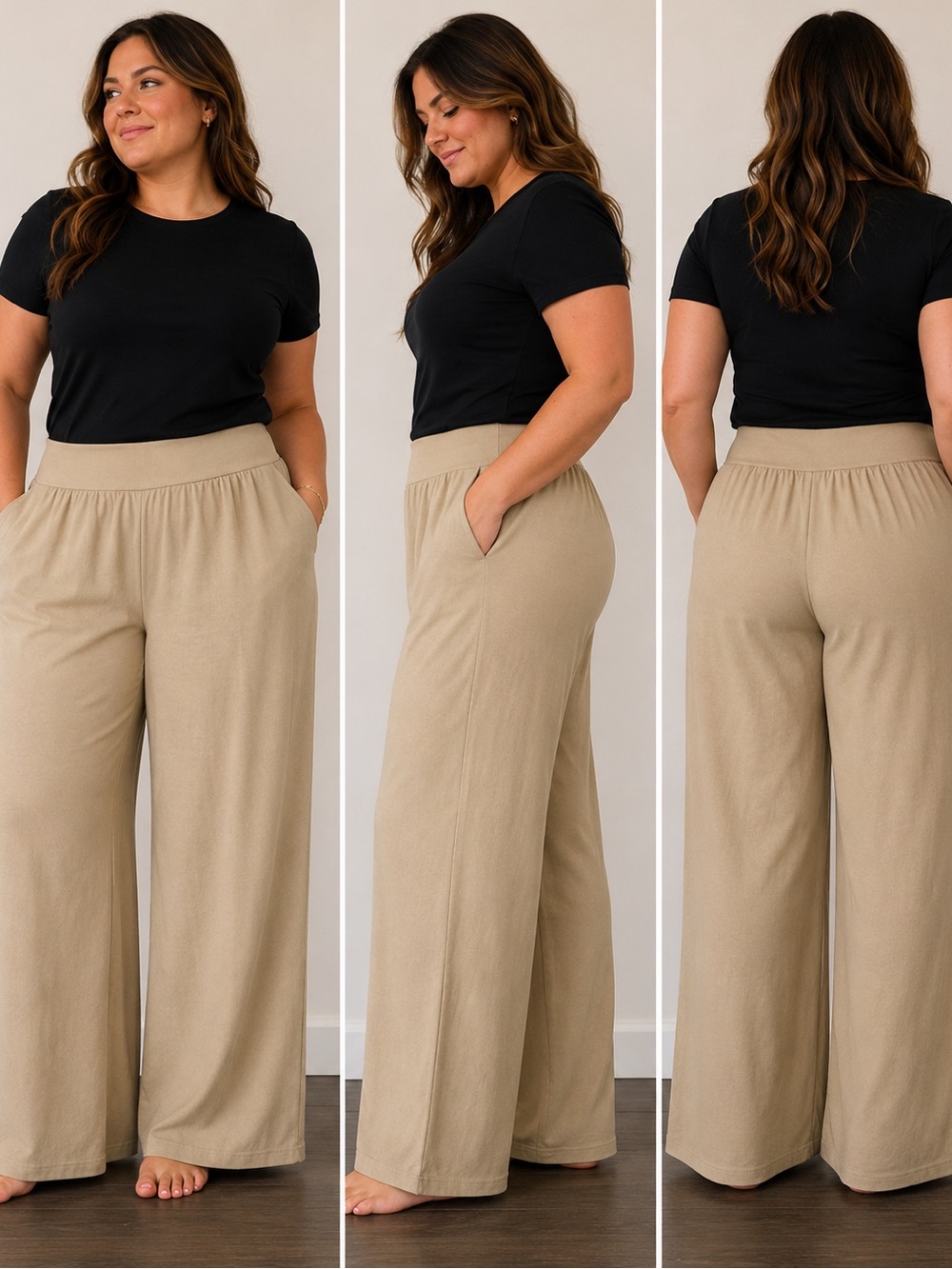 Straight Leg Women’s Pants in Beige